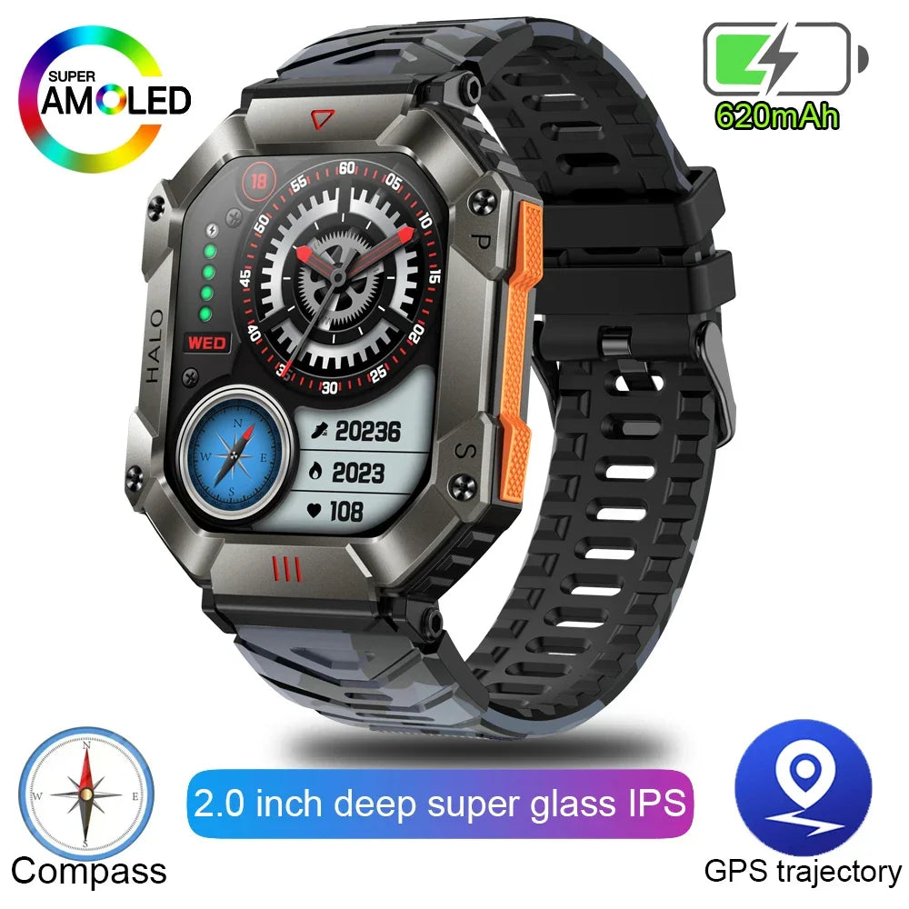 2024 New Outdoor Sports Smart Watch Altitude Pressure Compass Heart Rate Blood Oxygen Monitoring Bluetooth Call Smartwatches 