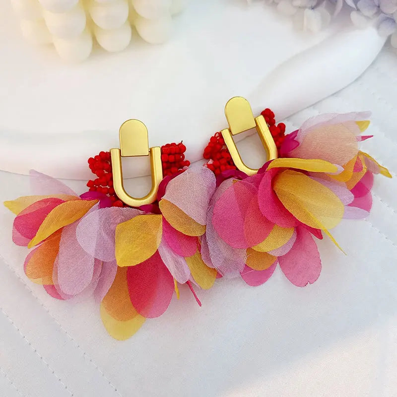 Handmade Cotton Long Tassel Earrings