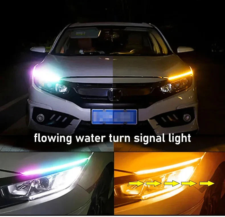 12V RGB LED Daytime Running Lights - APP Controlled, Ultra-thin Flexible Strip, 2 Pcs