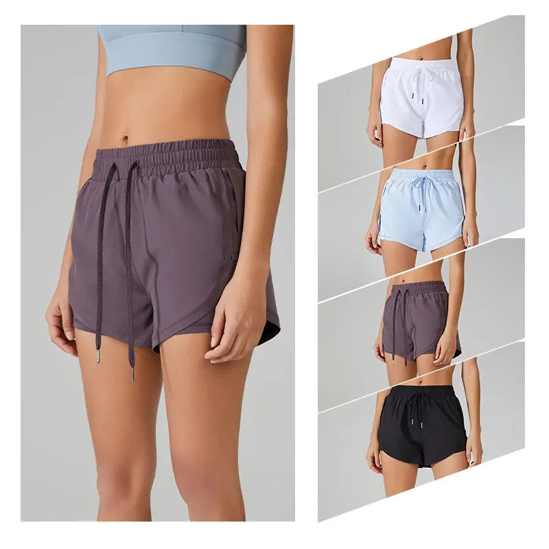 2-in-1 Women's Running Yoga Shorts with Compression Liner