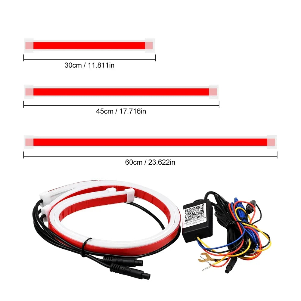 12V RGB LED Daytime Running Lights - APP Controlled, Ultra-thin Flexible Strip, 2 Pcs