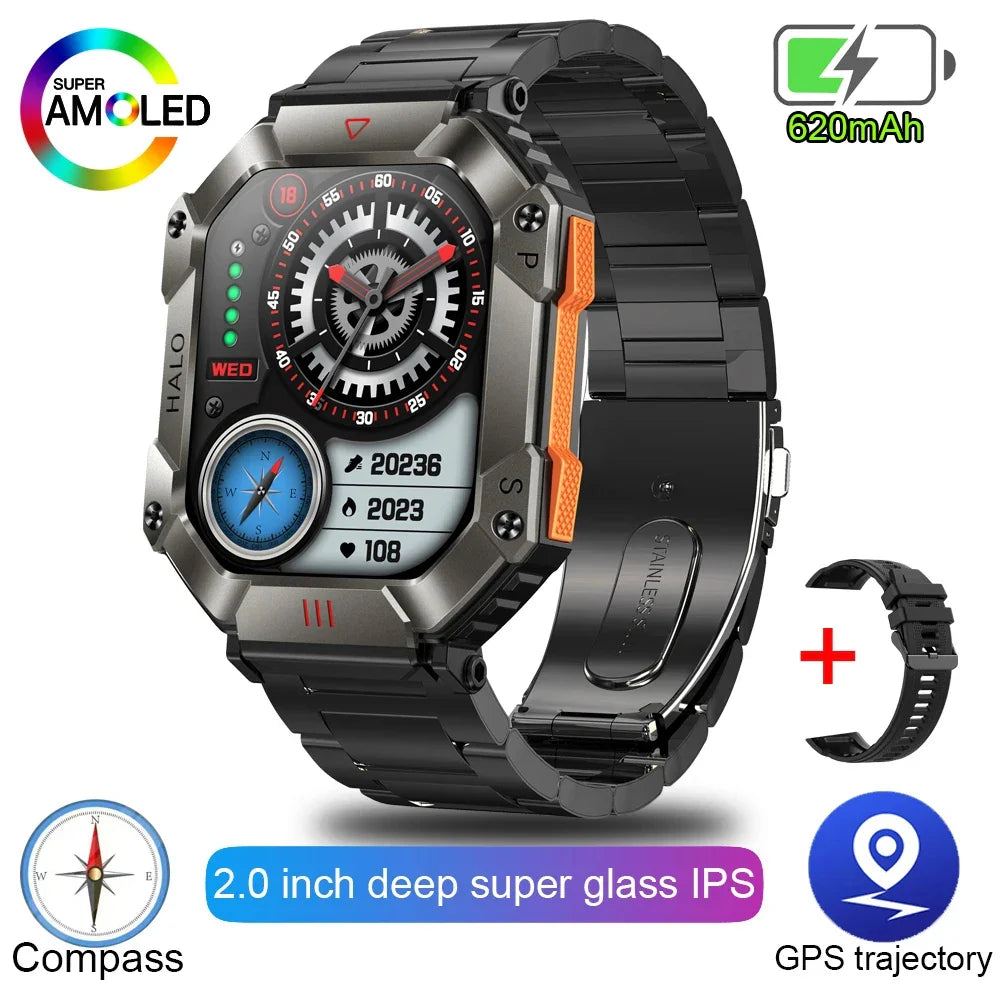 2024 New Outdoor Sports Smart Watch Altitude Pressure Compass Heart Rate Blood Oxygen Monitoring Bluetooth Call Smartwatches 