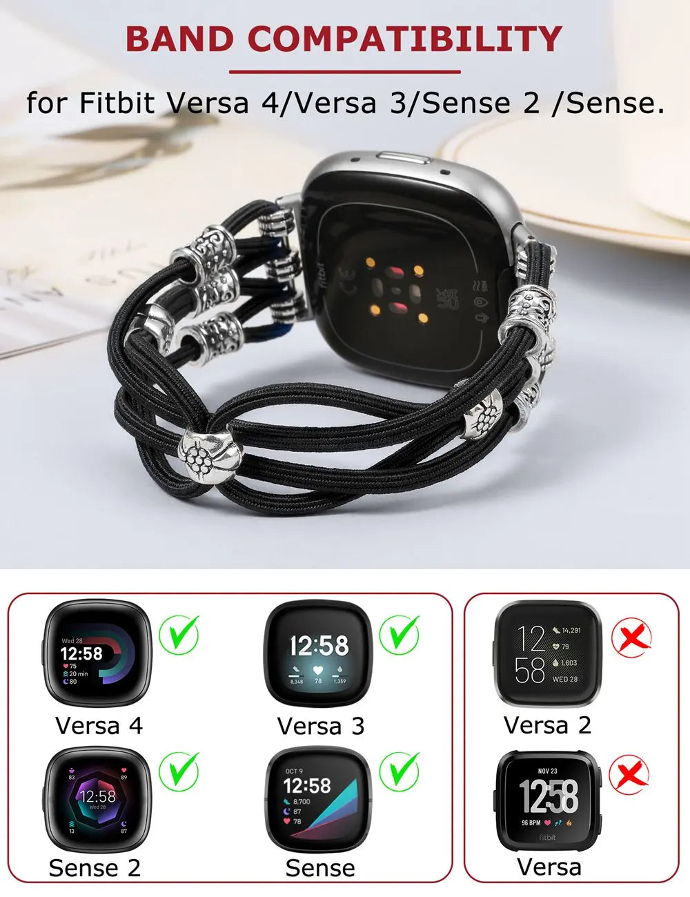 Beaded Fitbit Versa & Sense Bands