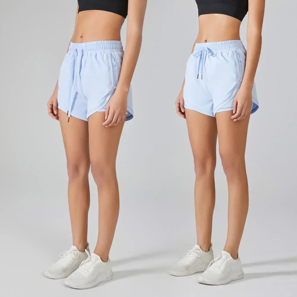 2-in-1 Women's Running Yoga Shorts with Compression Liner