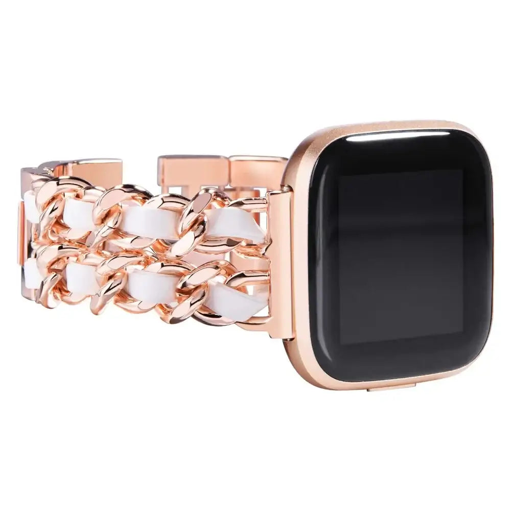 Fitbit Versa & Sense Leather Metal Band - Luxurious Design