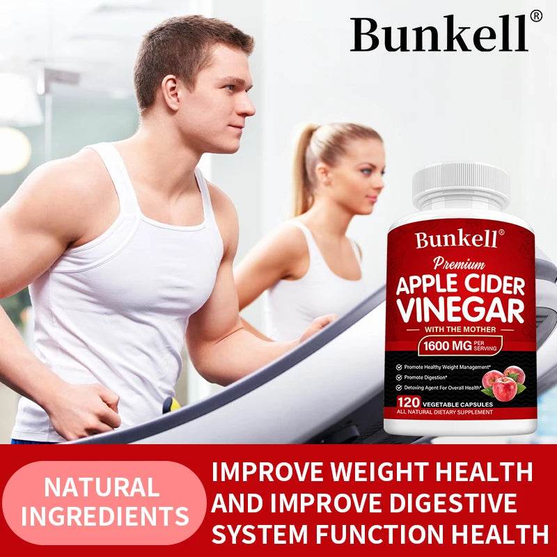 Bunkell Apple Cider Vinegar Supplement, Digestion Boosting, Cleansing, Detoxification, Metabolism and Fat Burning