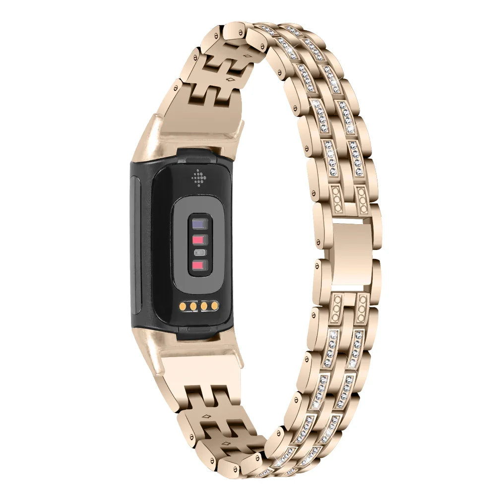 Fitbit Charge 5 6 Metal Band - Stylish Diamond Strap