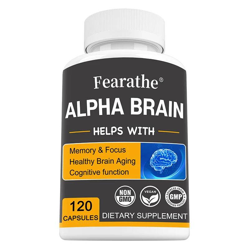 Fearathe Alpha Brain Supplement - Memory, Mental Clarity and Cognition with Vitamin B6, Focus Capsules, Non-GMO