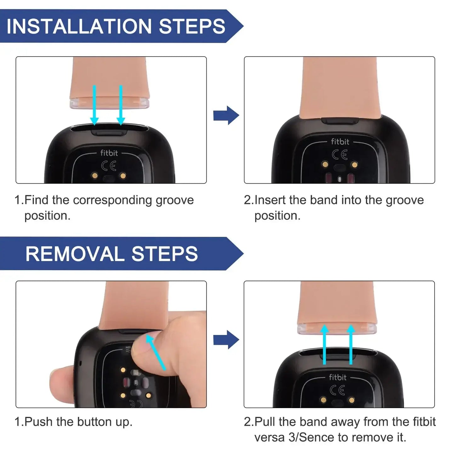 Fitbit Versa & Sense Silicone Bands - Lightweight Minimalist Design