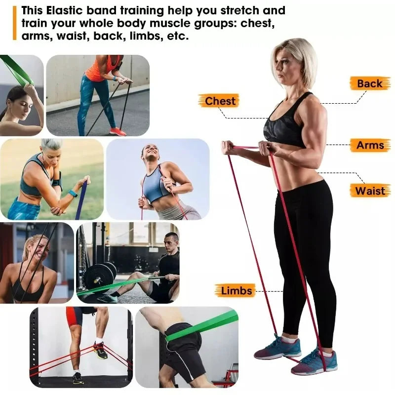 Resistance Band Set 5-120lbs - Home Gym Workout Equipment