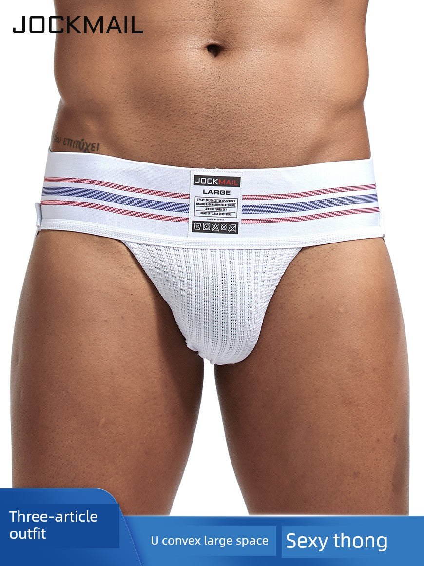 Jockmail Men’s Cotton Blend Breathable Jockstrap – Plaid Waistband, U-Convex Pouch Support