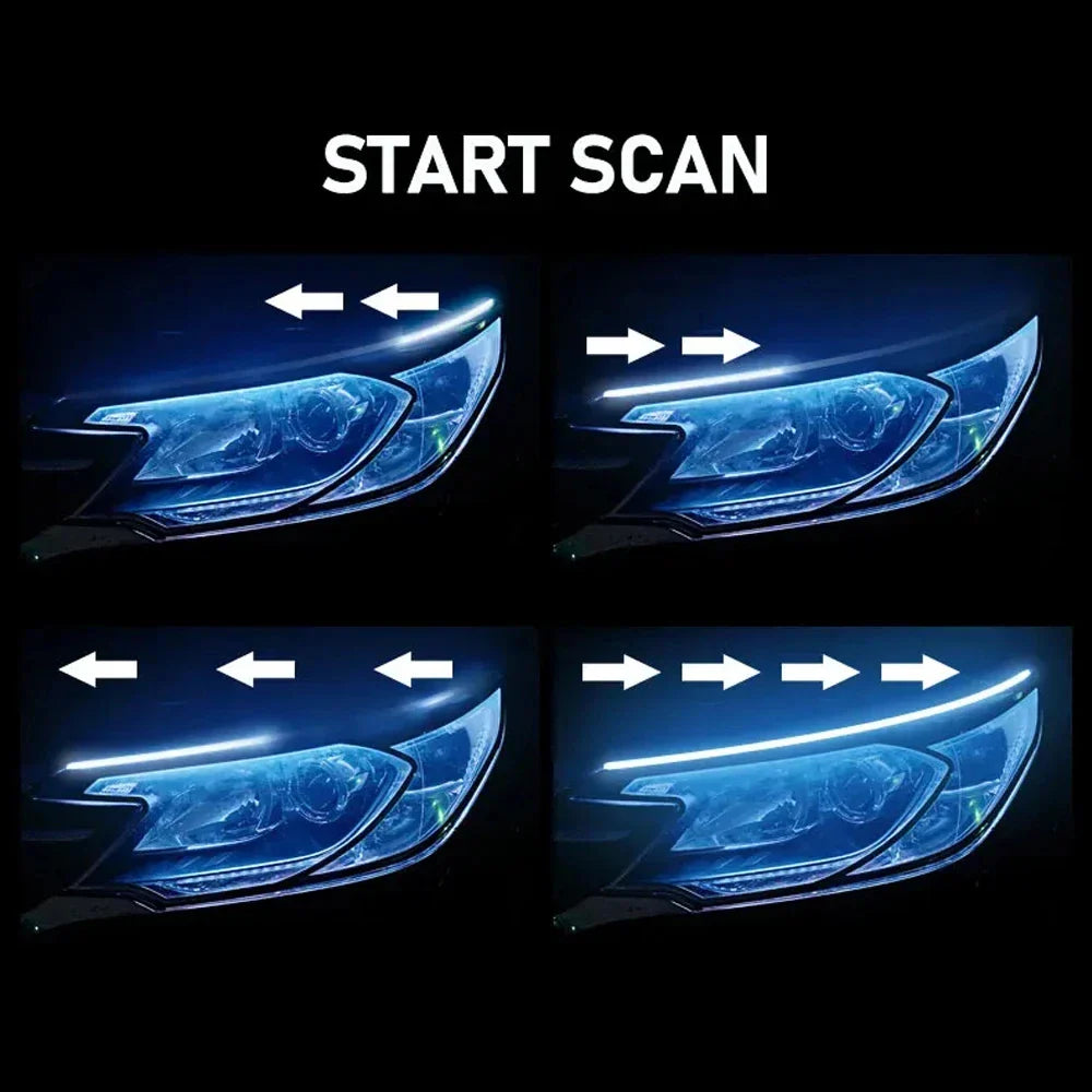 12V RGB LED Daytime Running Lights - APP Controlled, Ultra-thin Flexible Strip, 2 Pcs