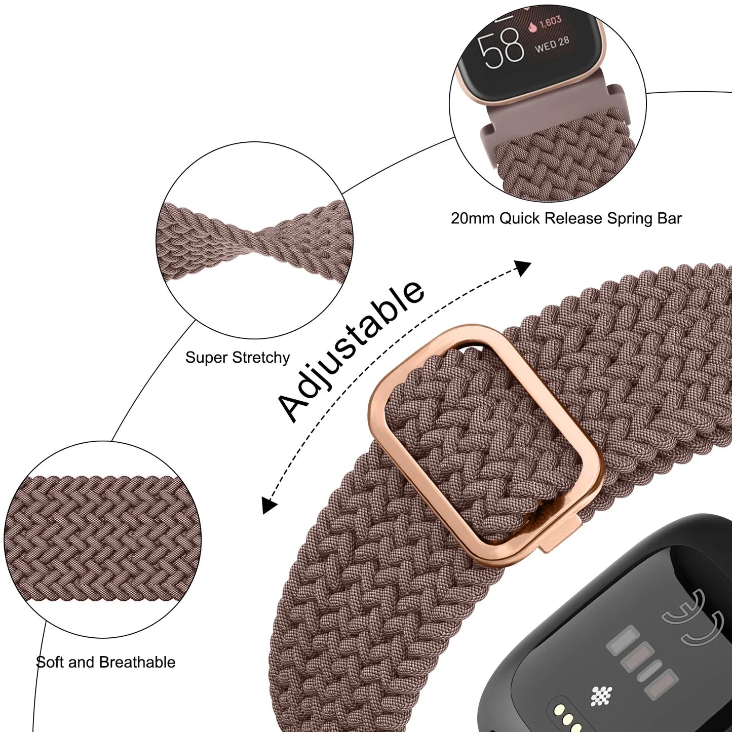 Elastic Nylon Fitbit Versa & Sense Bands