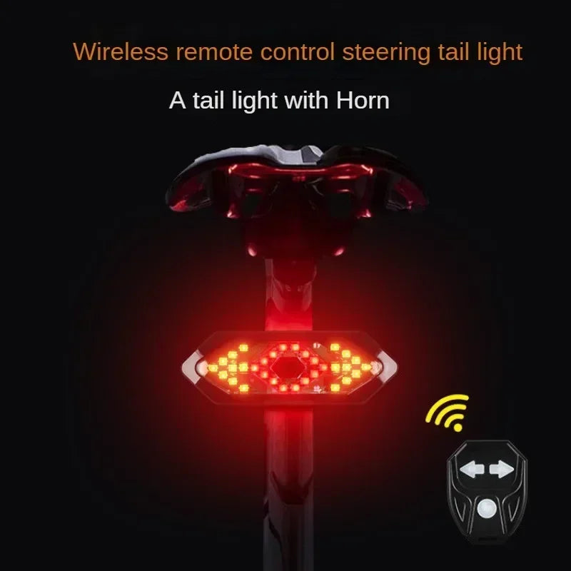 LED Bike Turn Signal Rear Light with Remote and USB Rechargeable Battery