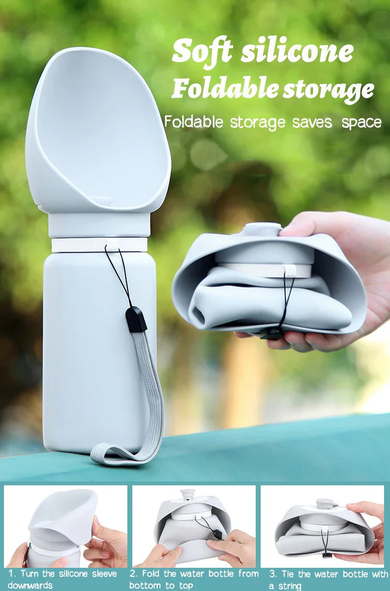 550ml Folding Pet Water Bottle - Portable Travel Mug for Dogs & Cats