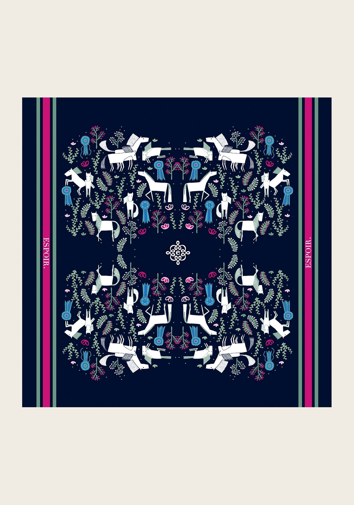 Rosettes on Navy Square Scarf