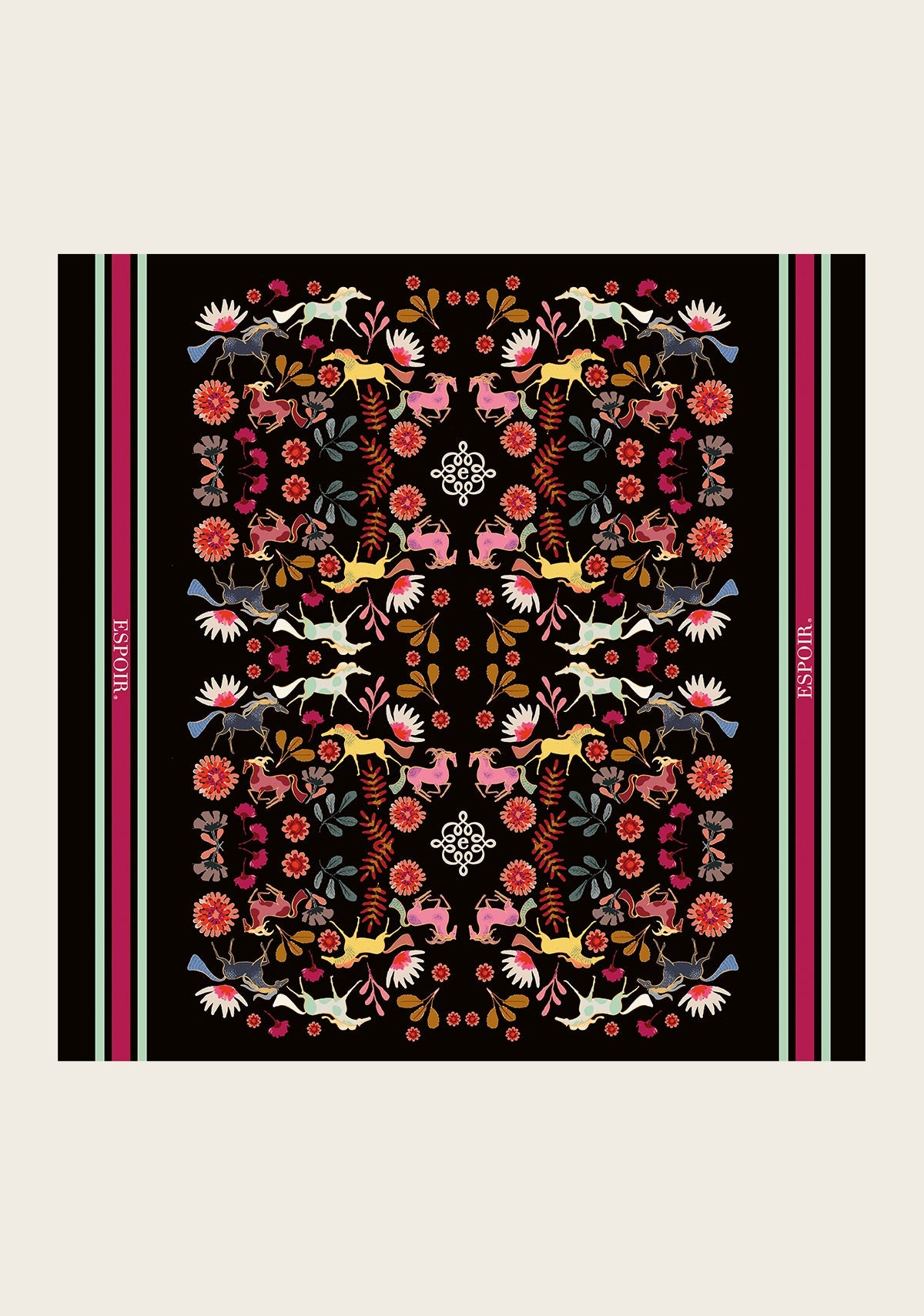 Bouquet on Black Square Scarf