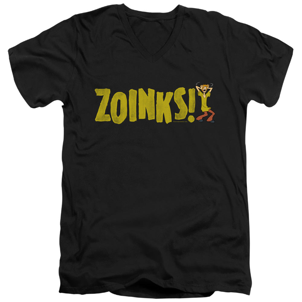 Scooby Doo Zoinks Mens Slim Fit V Neck T Shirt Black Officially Licensed
