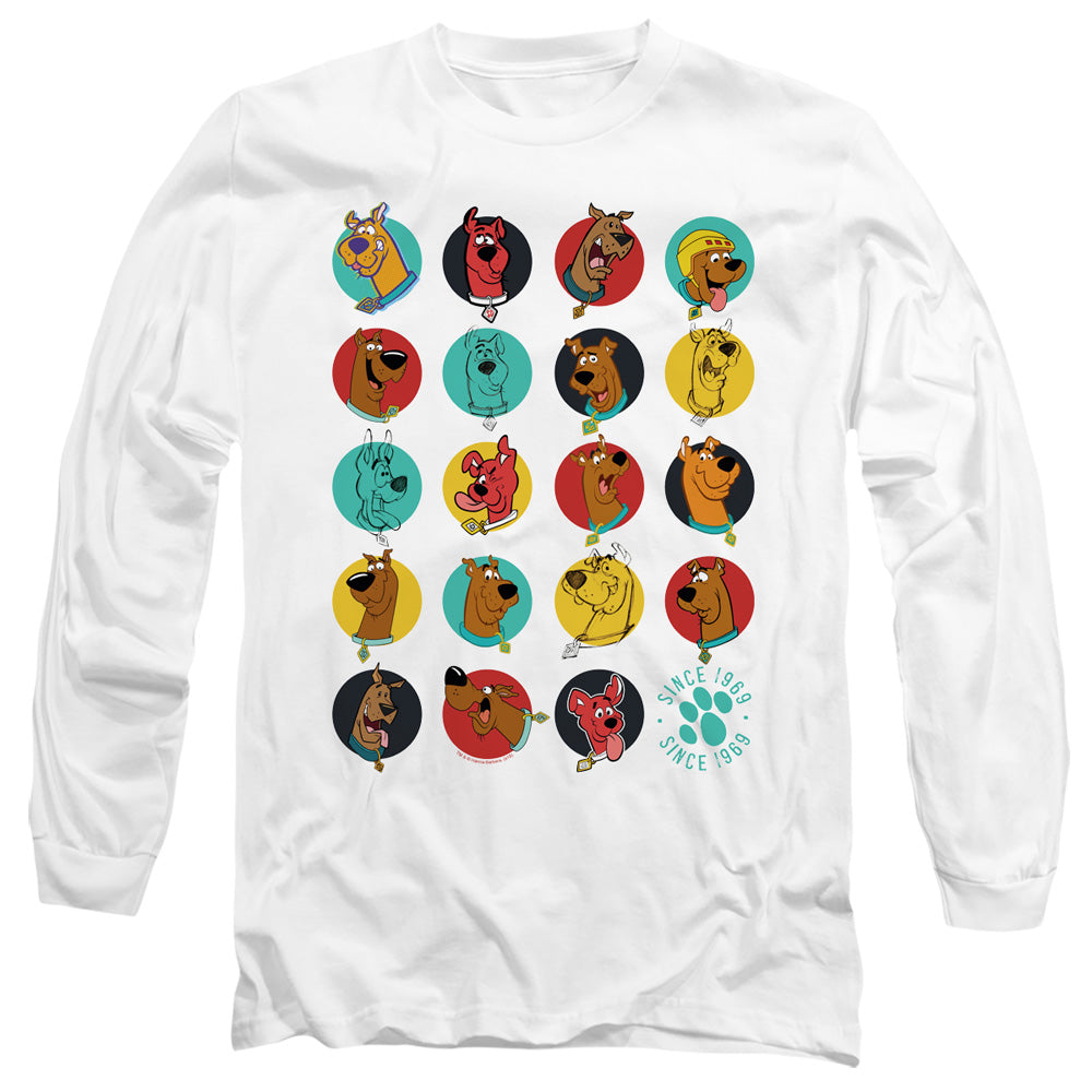 Scooby Doo Heads Up Mens Long Sleeve Shirt White Officially Licensed