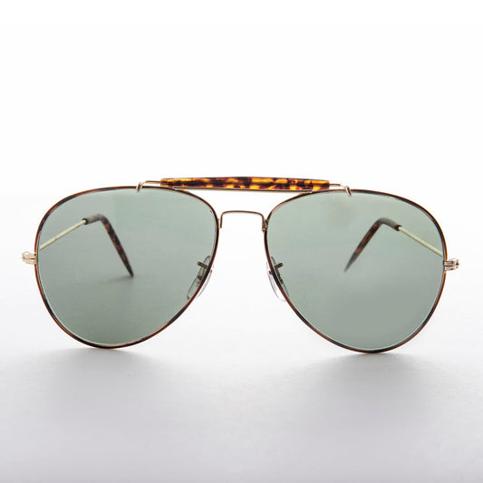Gold Aviator Sunglass with Brow Bar - Selleck