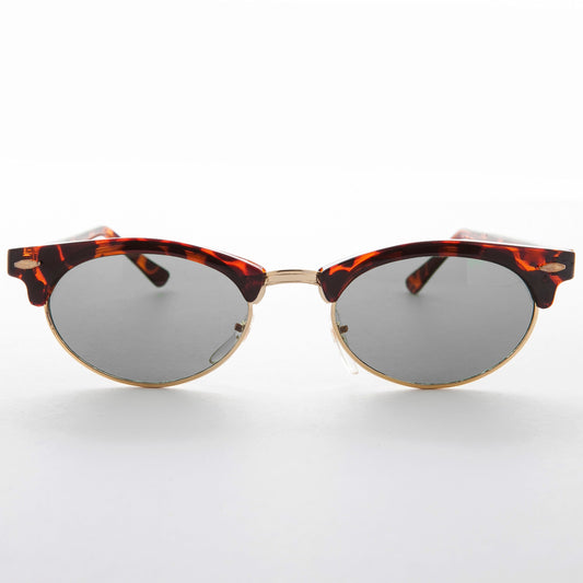 Oval Horn Rim Vintage Sunglass with Glass Lens - Shelby