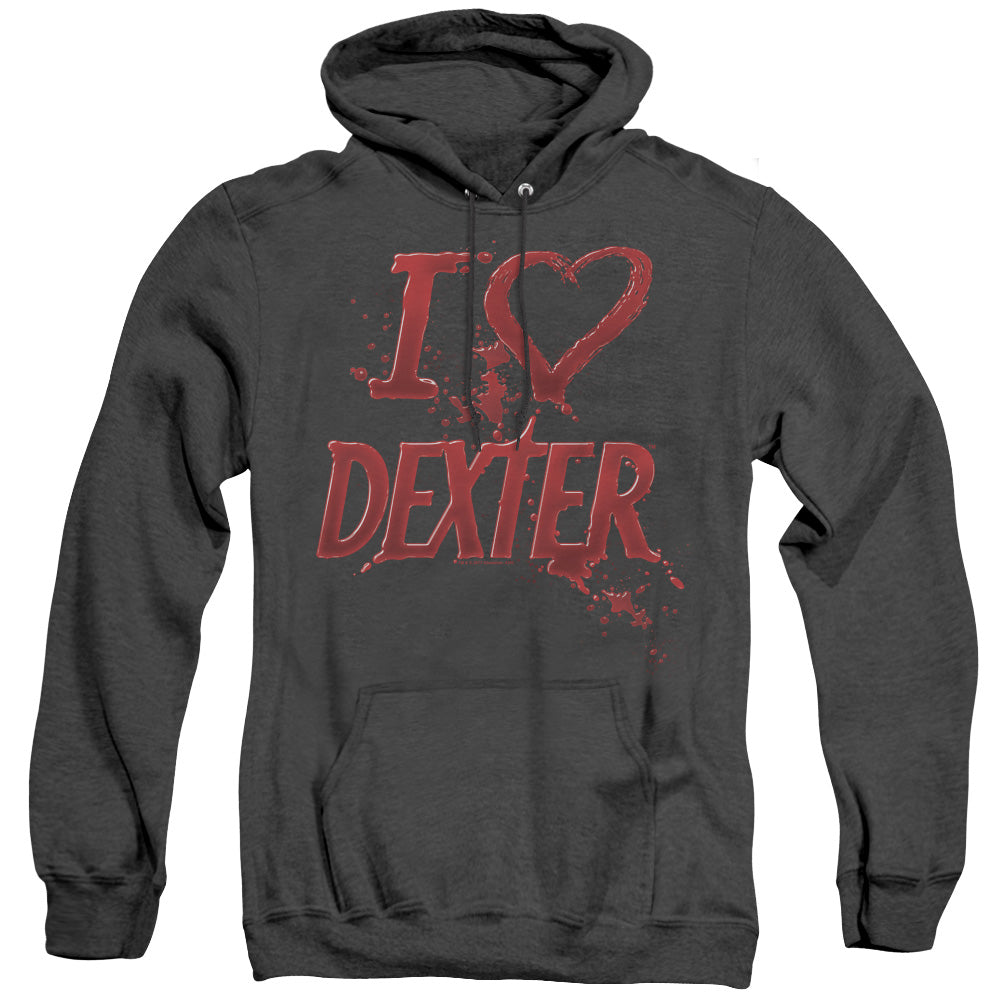 Dexter I Heart Dexter Mens Heather Hoodie Black Officially Licensed