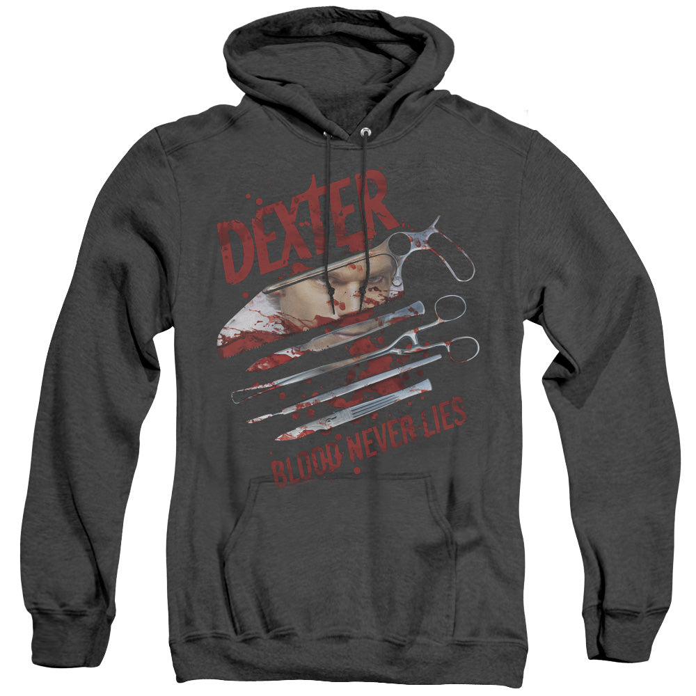 Dexter Blood Never Lies Mens Heather Hoodie Black Officially Licensed
