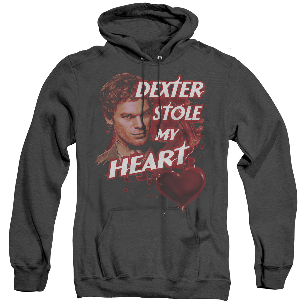 Dexter Bloody Heart Mens Heather Hoodie Black Officially Licensed