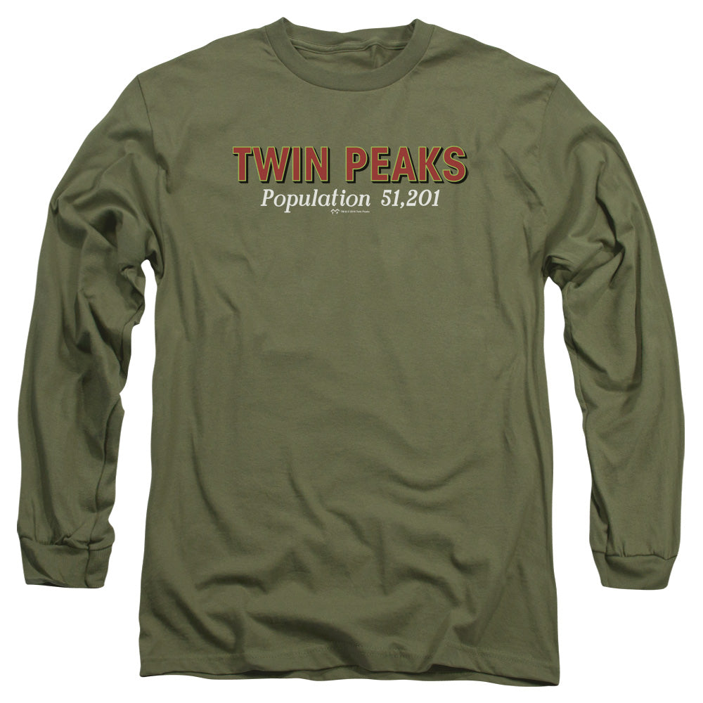 Twin Peaks Population Mens Long Sleeve Shirt Military Green Officially Licensed