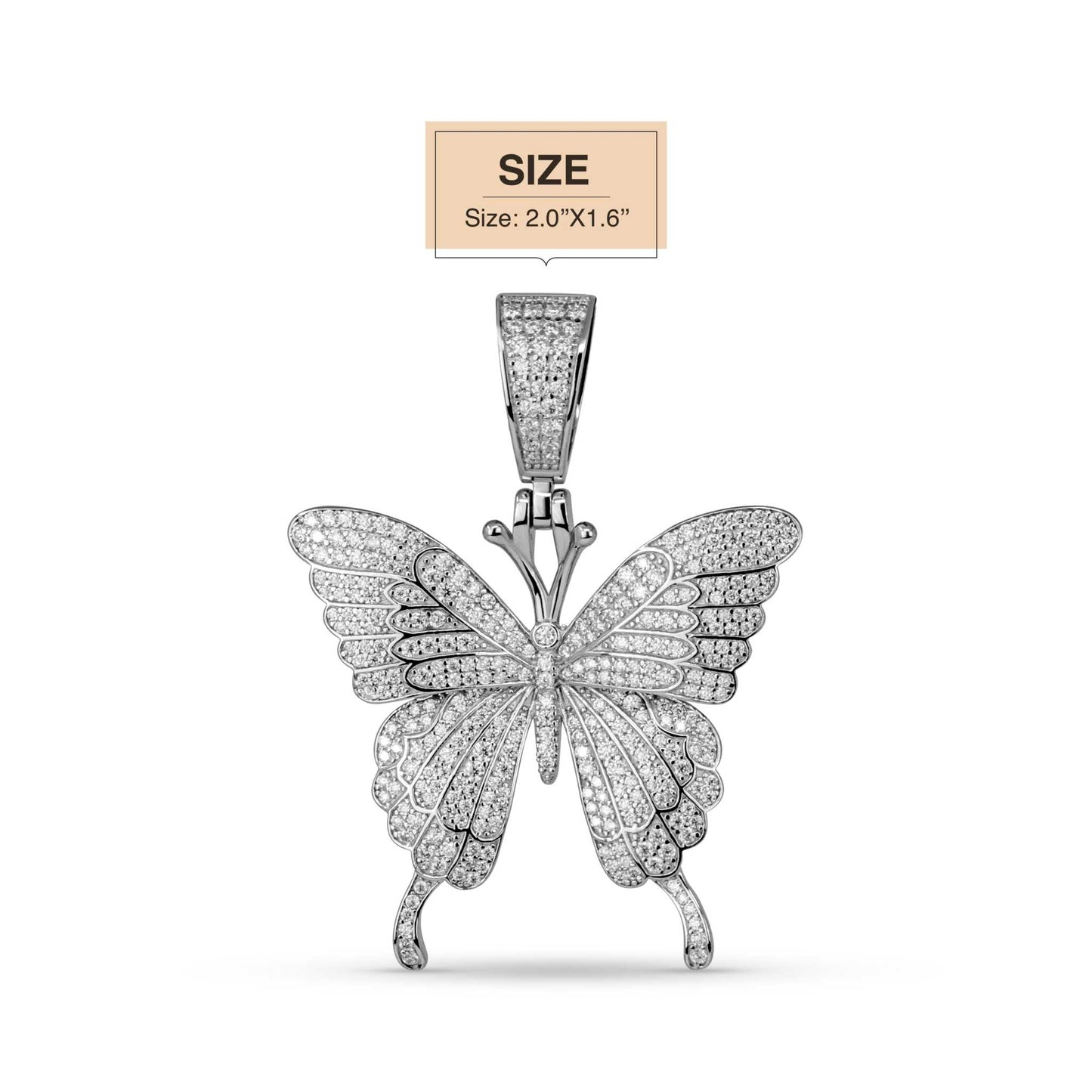 Women's Moissanite Butterfly Pendant 925 Sterling Silver 2.5 TCW