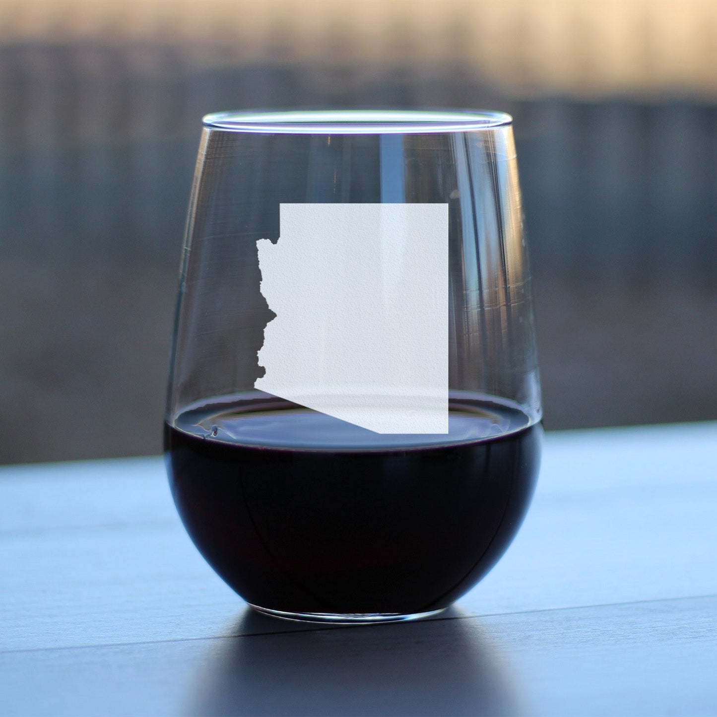 Arizona State Outline Stemless Wine Glass - State Themed Drinking Decor and Gifts for Arizonan Women & Men - Large 17 Oz Glasses