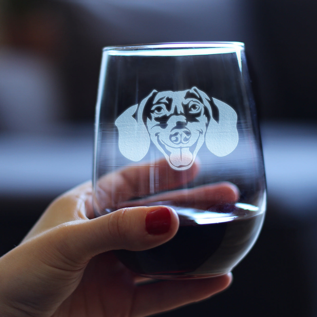 Dachshund Face Stemless Wine Glass - Cute Dog Themed Decor and Gifts for Moms & Dads of Dachshunds - Large 17 Oz