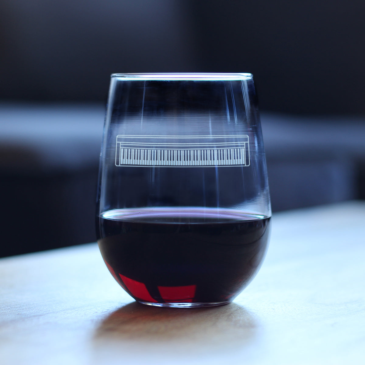 Piano Keyboard Stemless Wine Glass - Music Gifts for Musicians, Teachers and Musical Accessories for Women and Men that Play Keys - Large 17 Oz Glasses