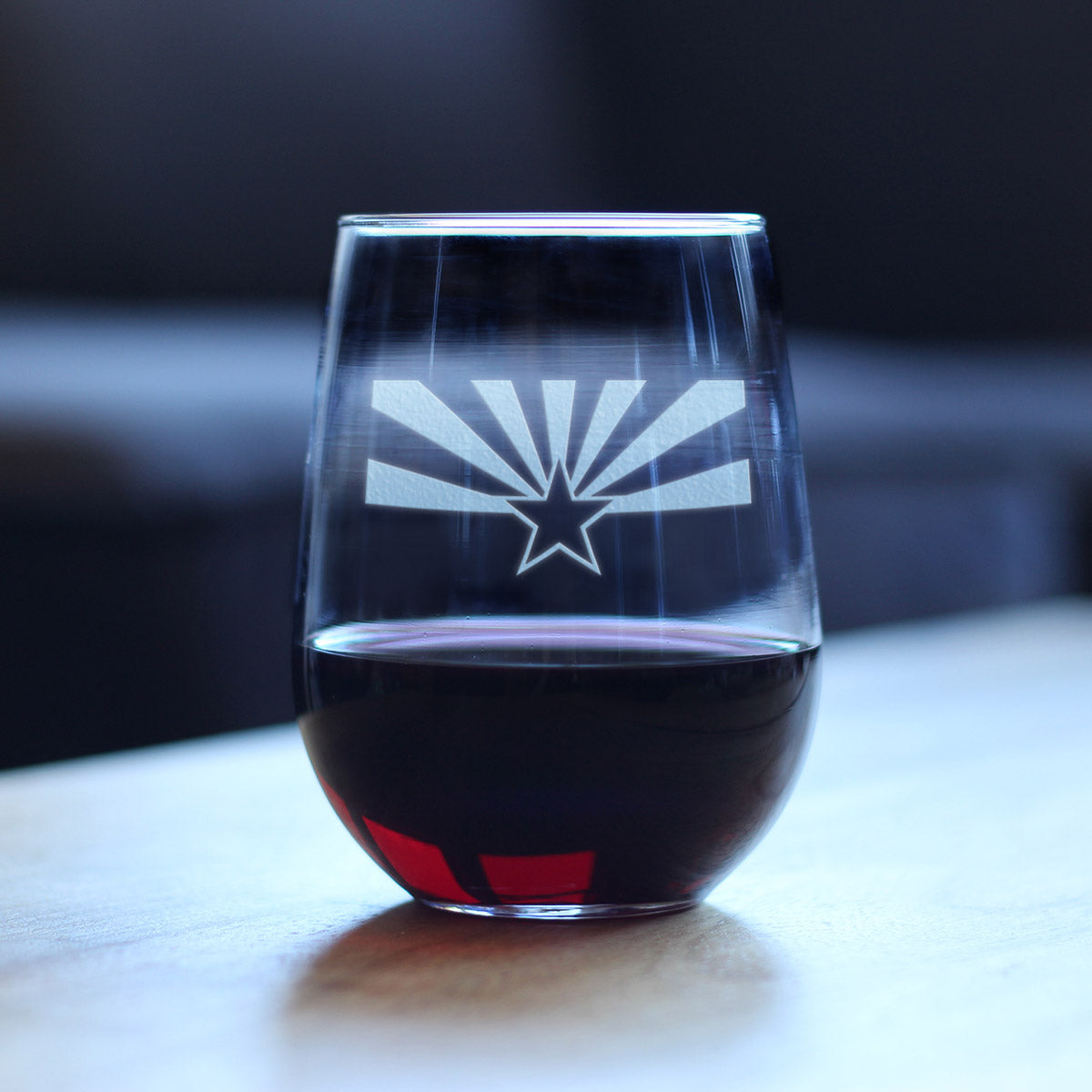 Arizona Flag Stemless Wine Glass - State Themed Drinking Decor and Gifts for Arizonan Women & Men - Large 17 Oz Glasses