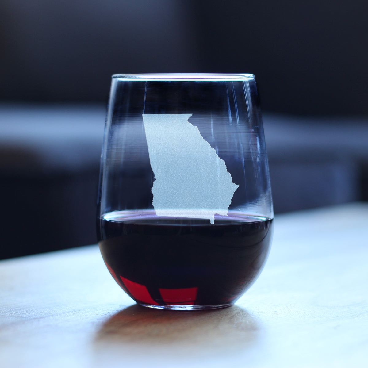Georgia State Outline Stemless Wine Glass - State Themed Drinking Decor and Gifts for Georgian Women & Men - Large 17 Oz Glasses
