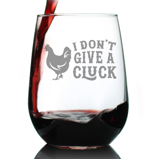 Don't Give a Cluck - Stemless Chicken Wine Glass for Women - Cute Funny Wine Gift Idea - Unique Personalized Glasses for Birthday