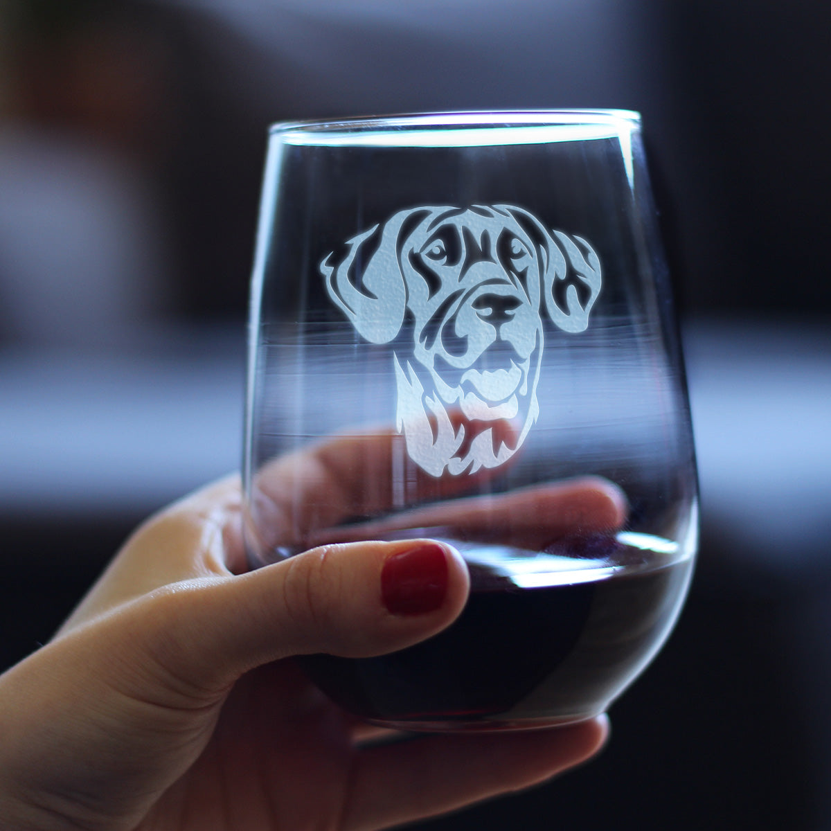 Great Dane Face Stemless Wine Glass - Cute Gifts for Dog Lovers with Great Danes - Large Glasses