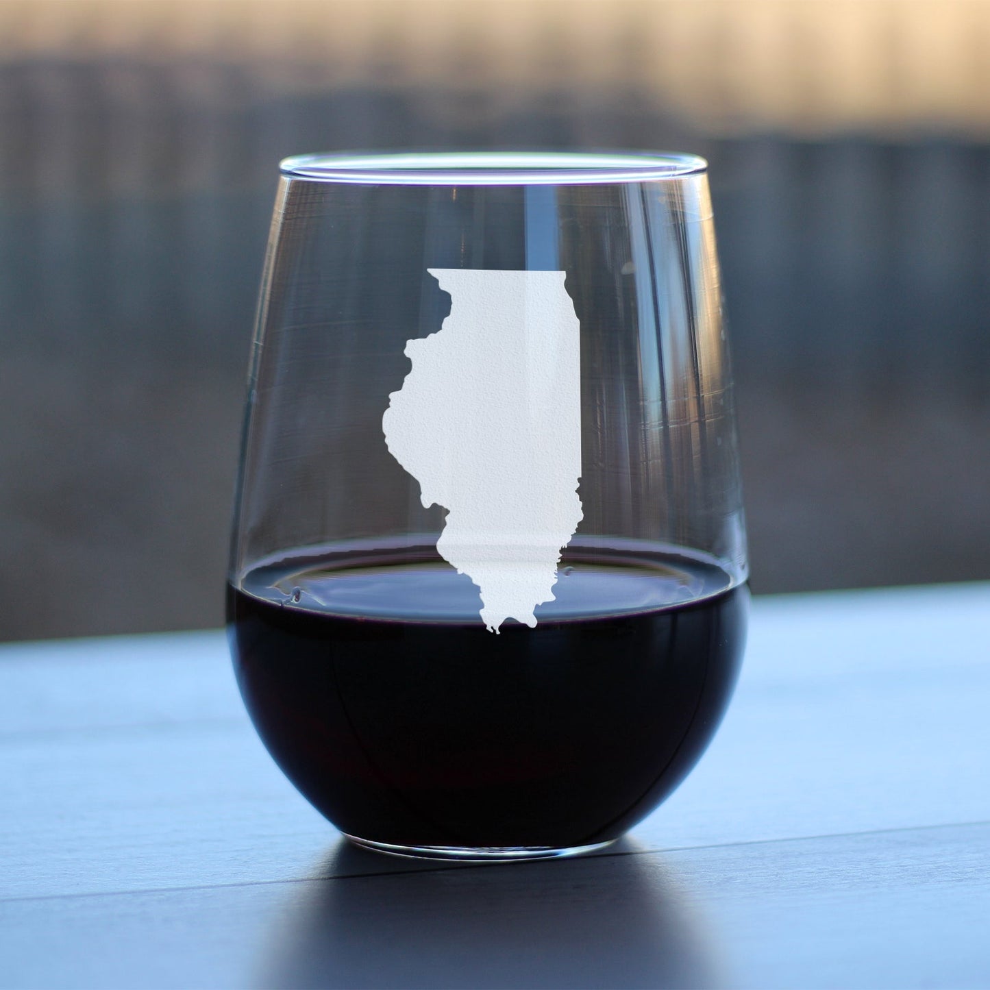 Illinois State Outline Stemless Wine Glass - State Themed Drinking Decor and Gifts for Illinoisan Women & Men - Large 17 Oz Glasses