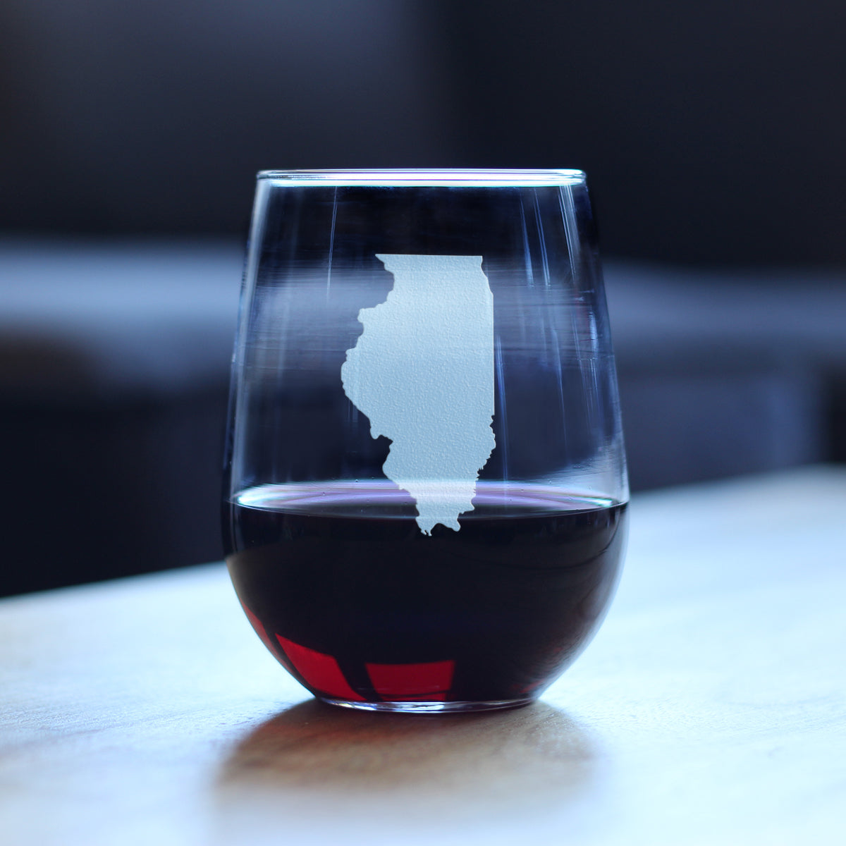 Illinois State Outline Stemless Wine Glass - State Themed Drinking Decor and Gifts for Illinoisan Women & Men - Large 17 Oz Glasses