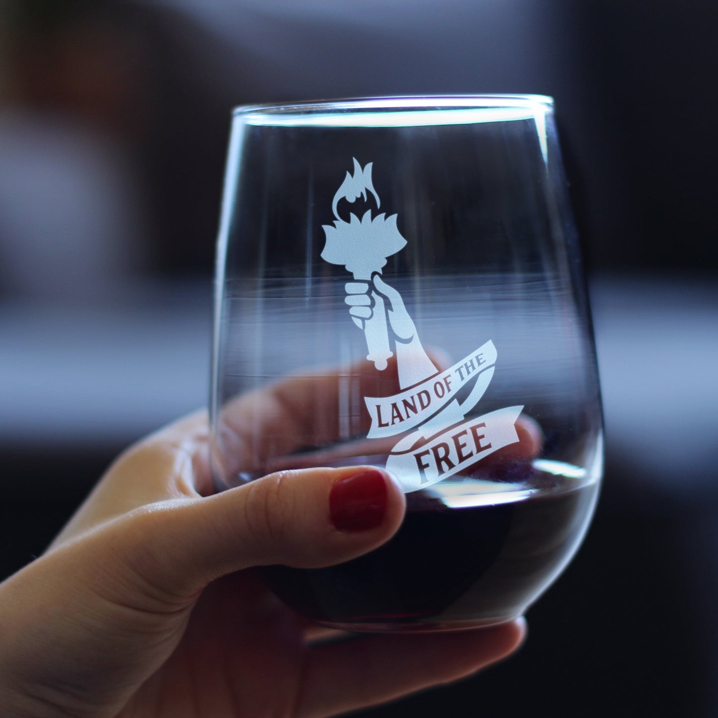 Land of the Free - 17 Ounce Stemless Wine Glass