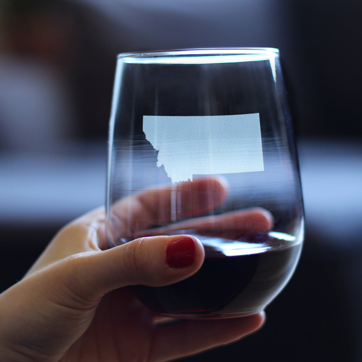 Montana State Outline Stemless Wine Glass - State Themed Drinking Decor and Gifts for Montanan Women & Men - Large 17 Oz Glasses
