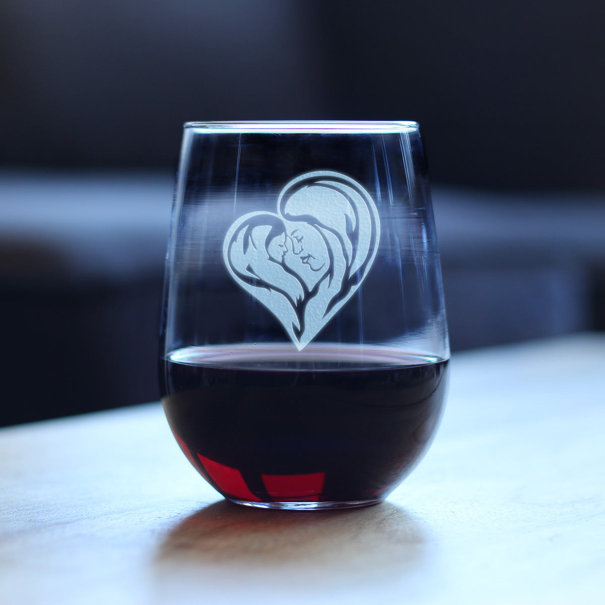 Mother's Love Stemless Wine Glass - Cute Gift Idea for Moms - Unique Personalized Glasses for Mother's Day or Birthday