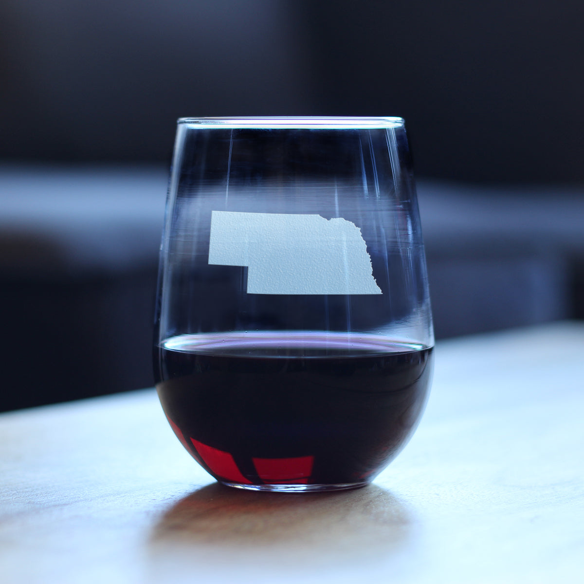 Nebraska State Outline Stemless Wine Glass - State Themed Drinking Decor and Gifts for Nebraskan Women & Men - Large 17 Oz Glasses
