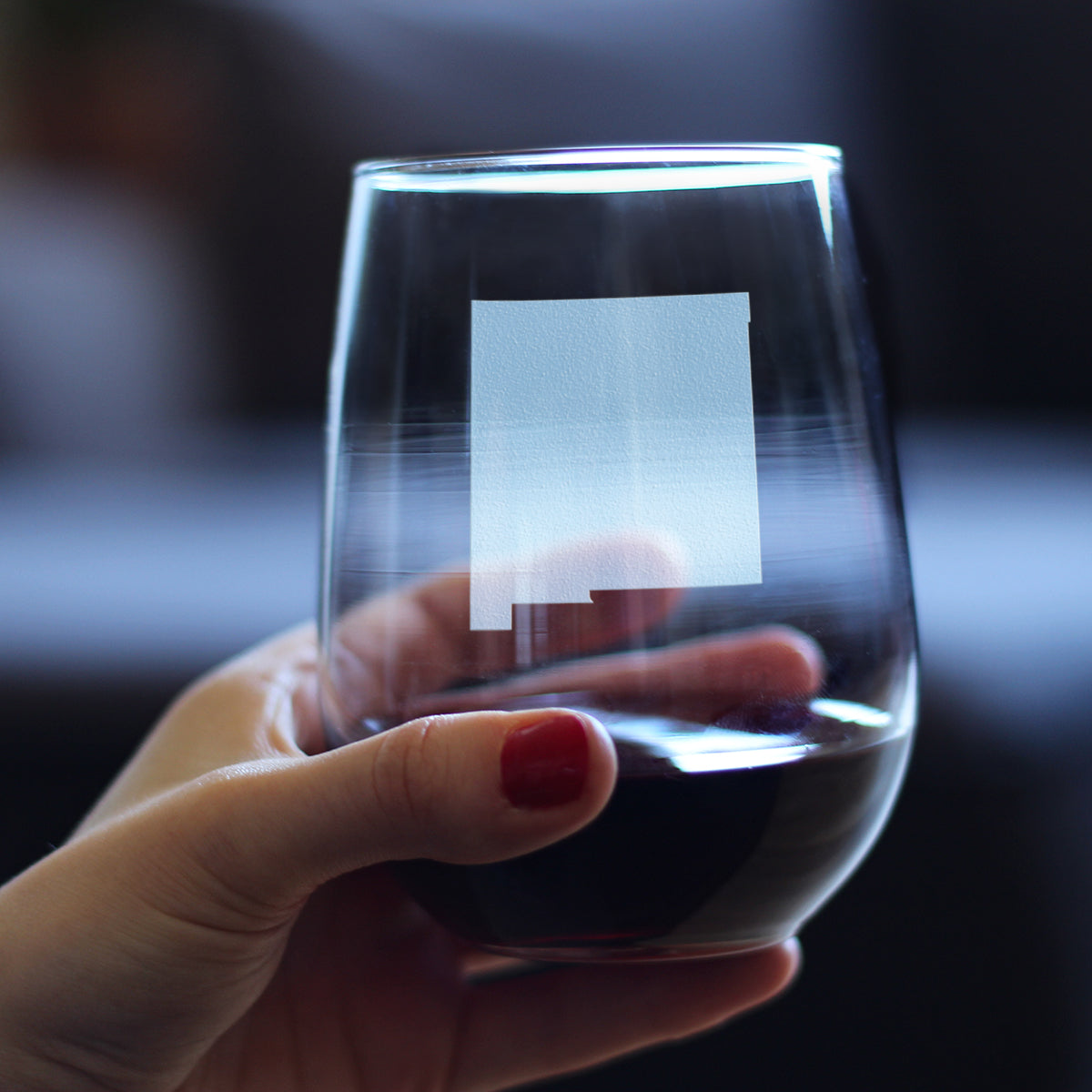 New Mexico State Outline Stemless Wine Glass - State Themed Drinking Decor and Gifts for New Mexican Women & Men - Large 17 Oz Glasses