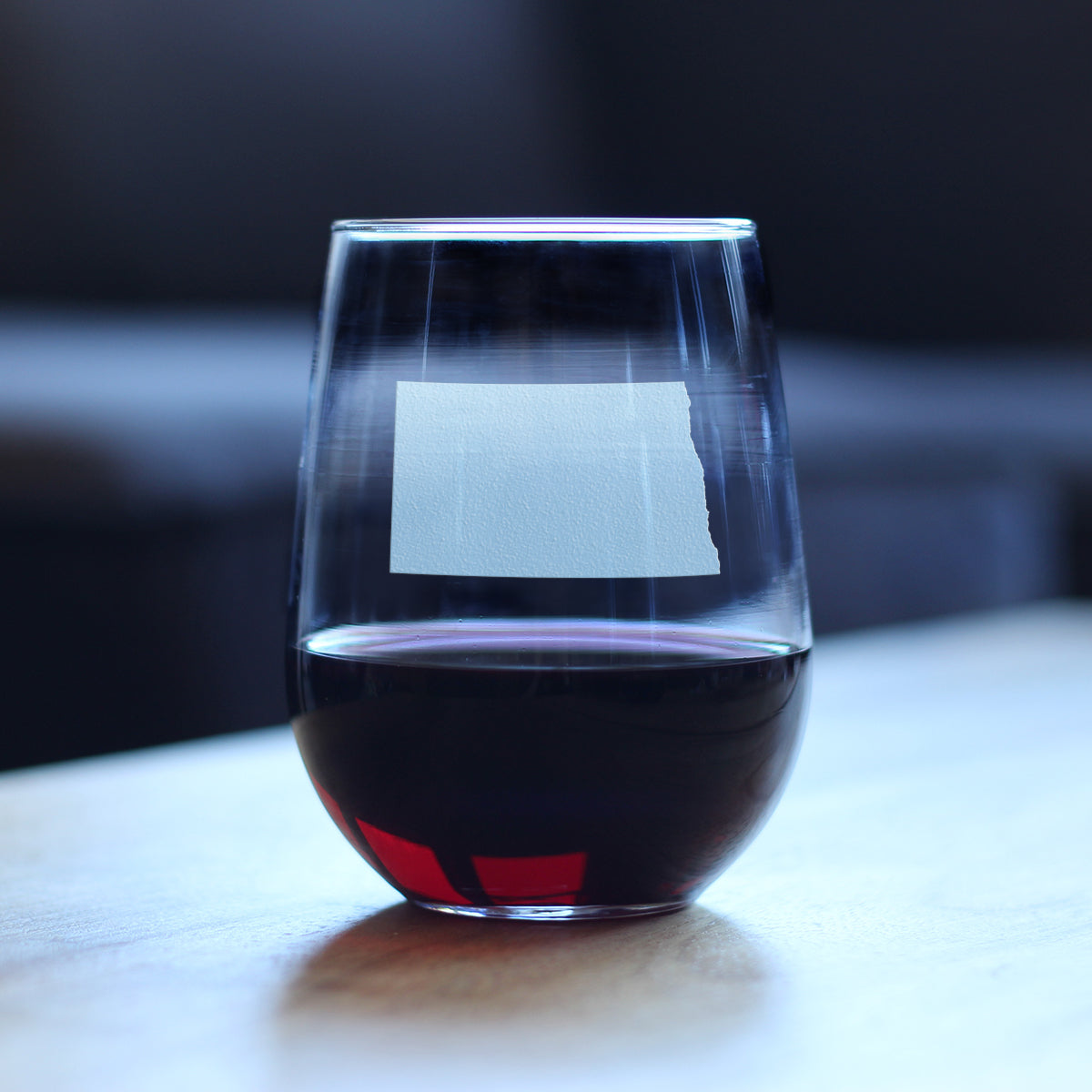 North Dakota State Outline Stemless Wine Glass - State Themed Drinking Decor and Gifts for North Dakotan Women & Men - Large 17 Oz Glasses