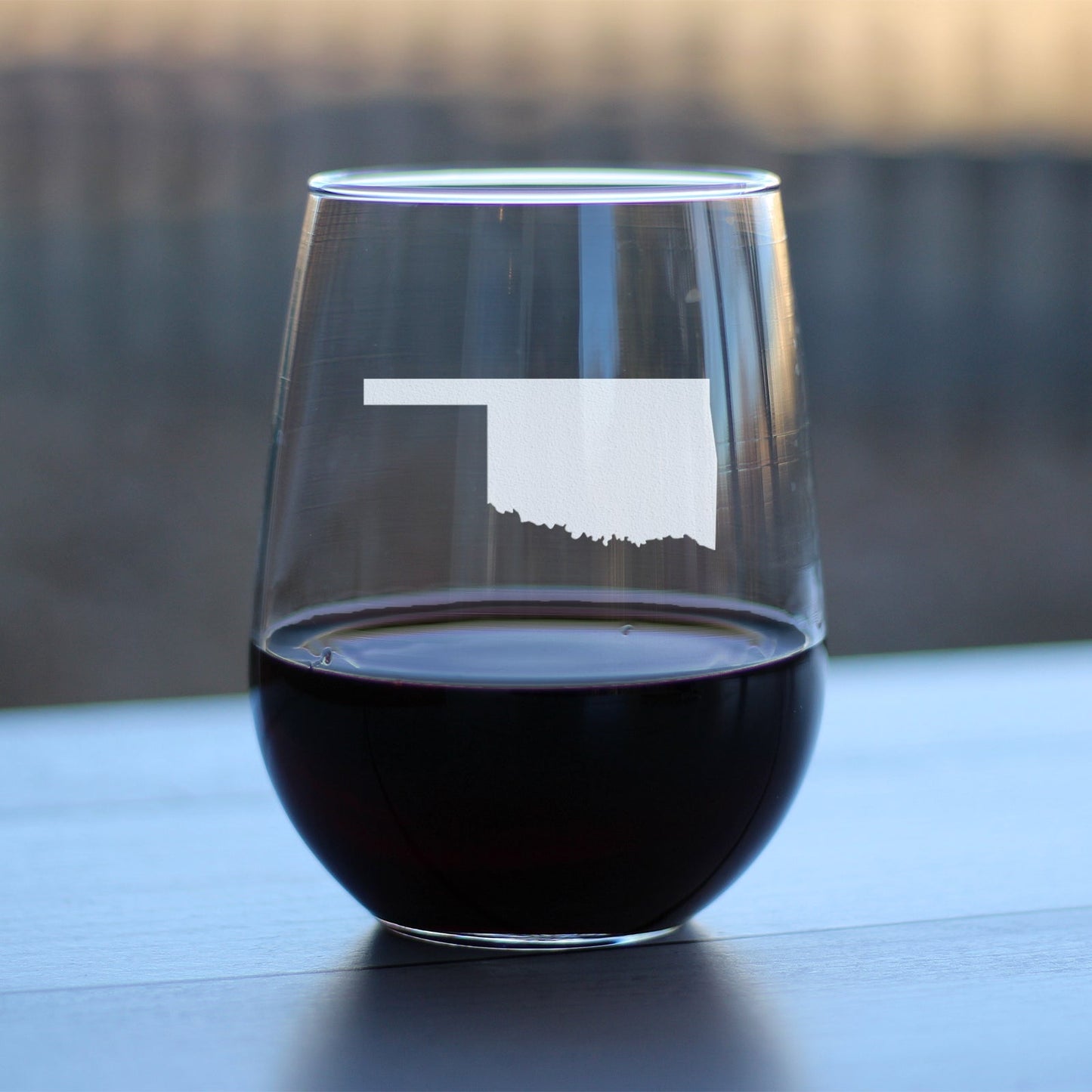 Oklahoma State Outline Stemless Wine Glass - State Themed Drinking Decor and Gifts for Oklahoman Women & Men - Large 17 Oz Glasses