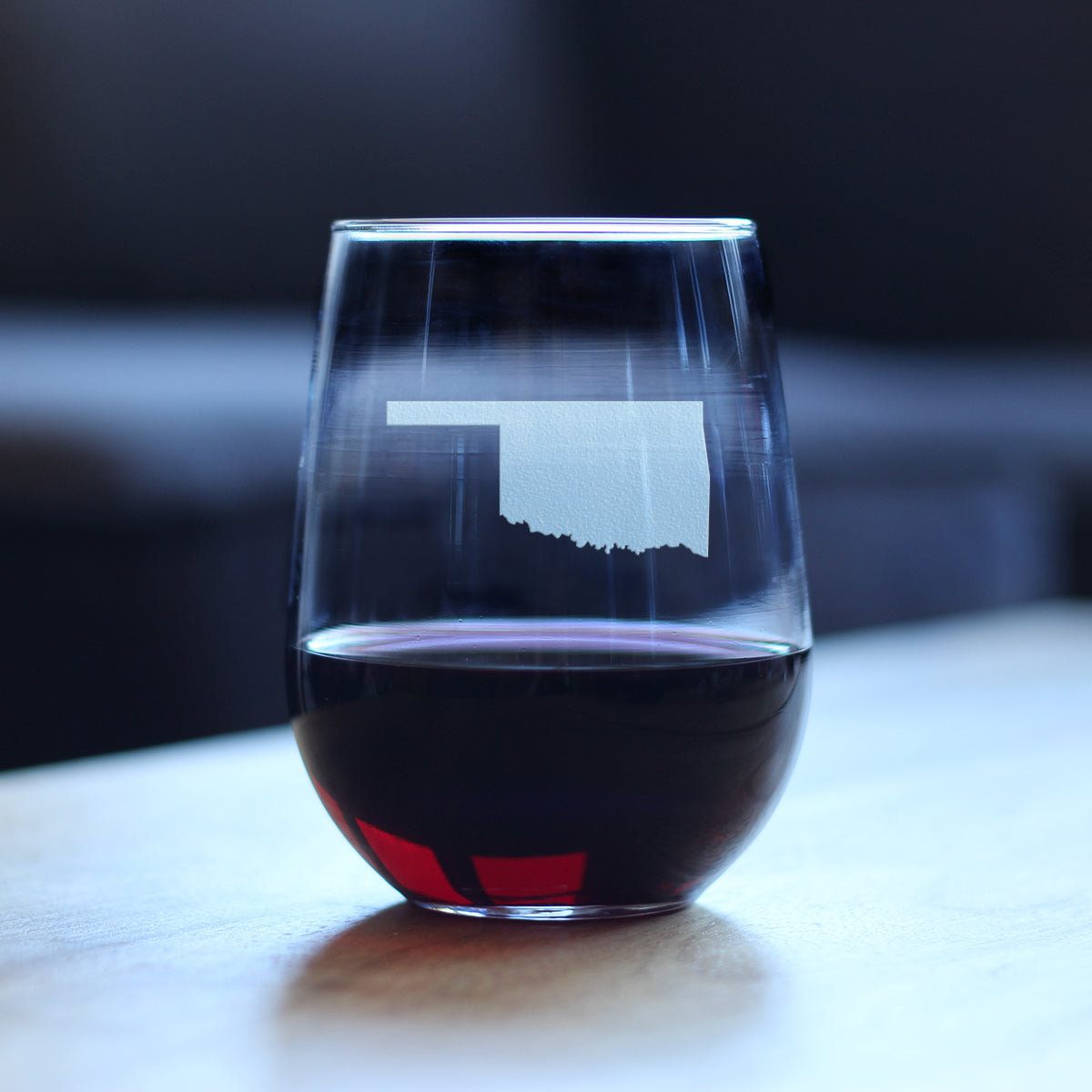 Oklahoma State Outline Stemless Wine Glass - State Themed Drinking Decor and Gifts for Oklahoman Women & Men - Large 17 Oz Glasses