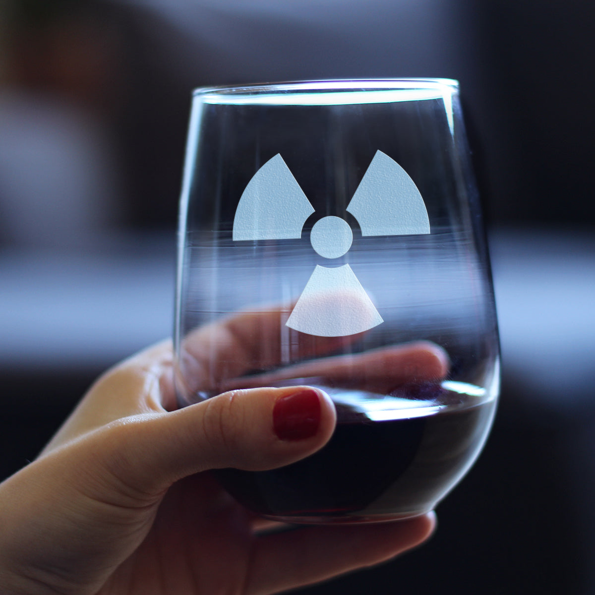Radiation Symbol Stemless Wine Glass - Unique Engraved Gifts for Medical Professionals, Nurses & Radiologists