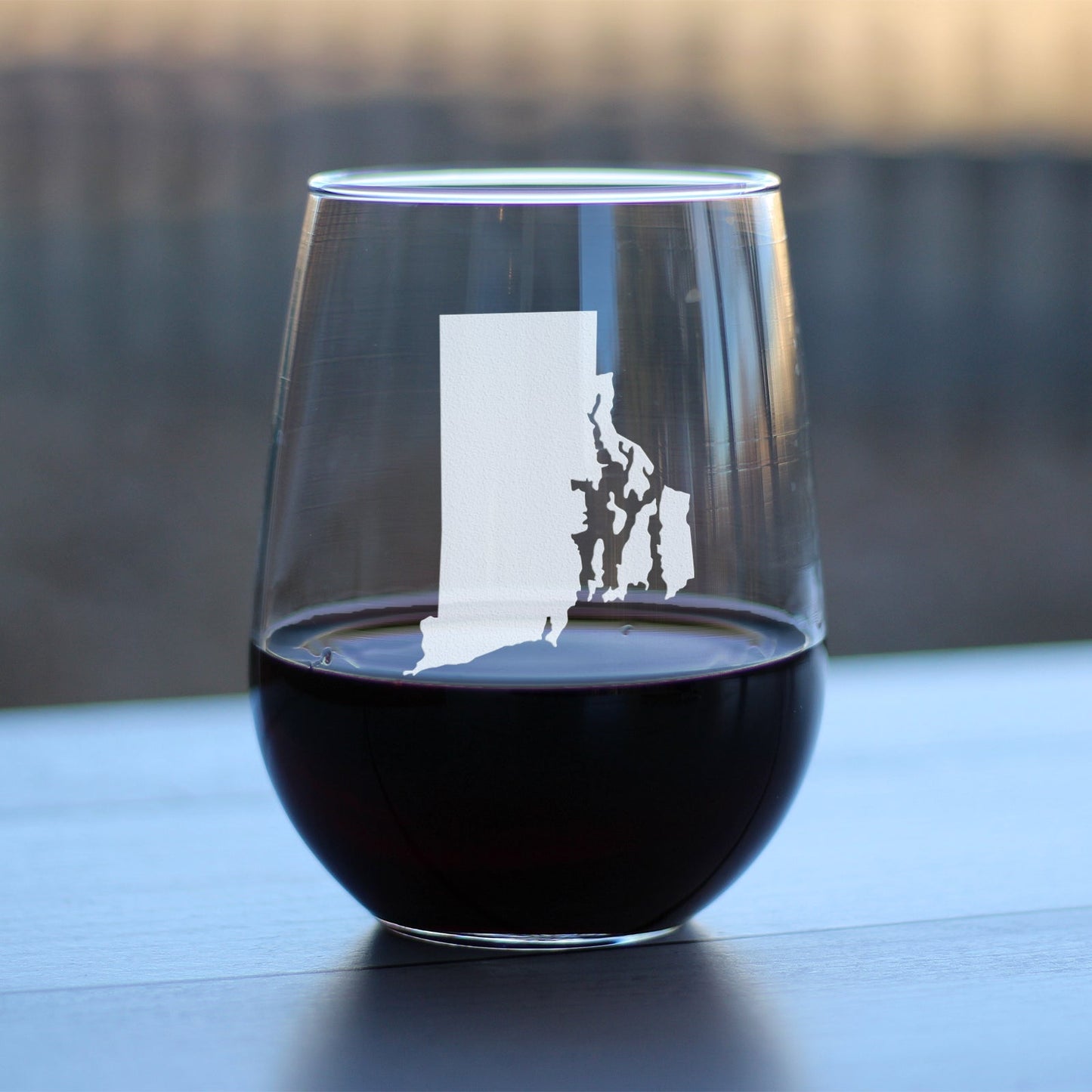 Rhode Island State Outline Stemless Wine Glass - State Themed Drinking Decor and Gifts for Rhode Islander Women & Men - Large 17 Oz Glasses