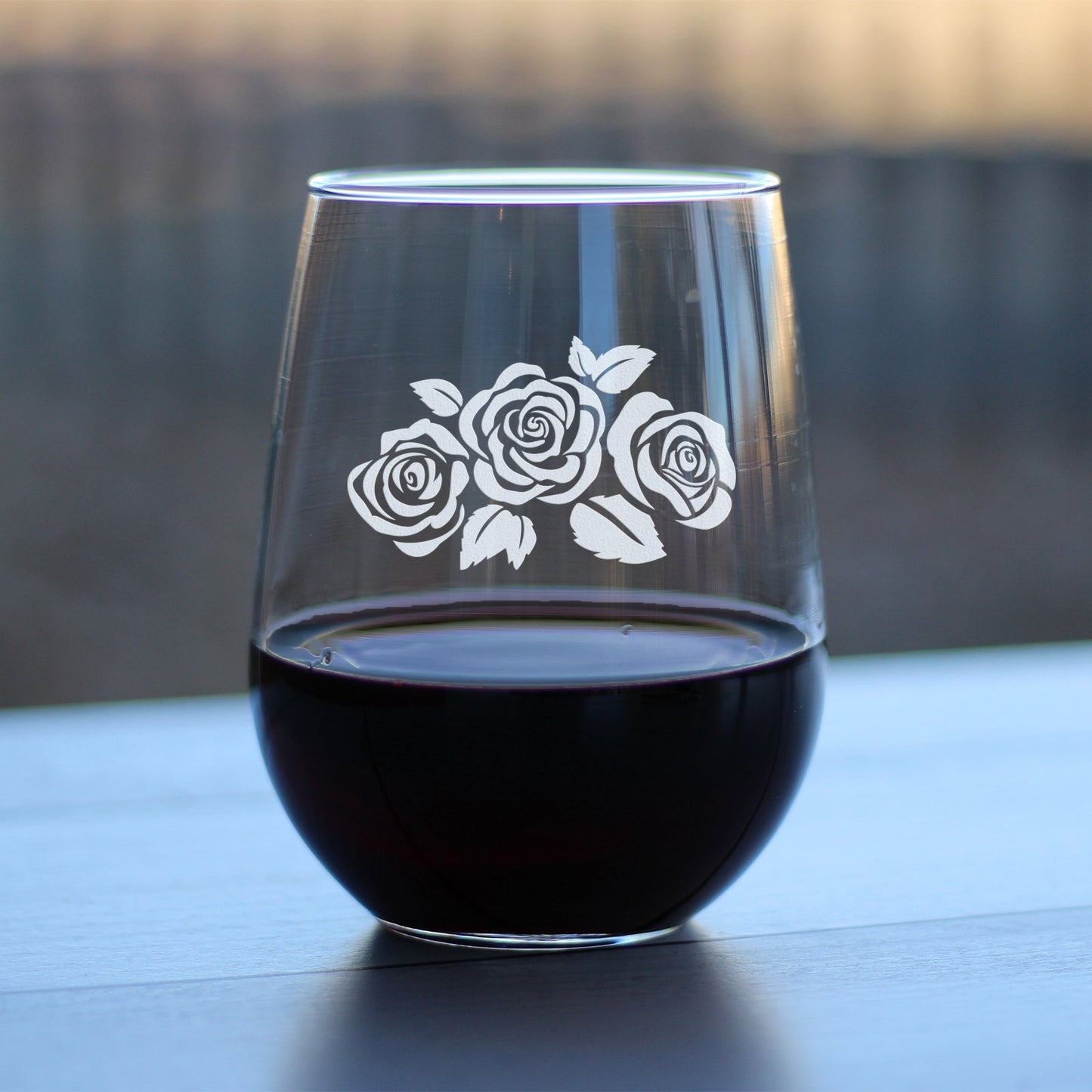 Roses - 17 Ounce Stemless Wine Glass